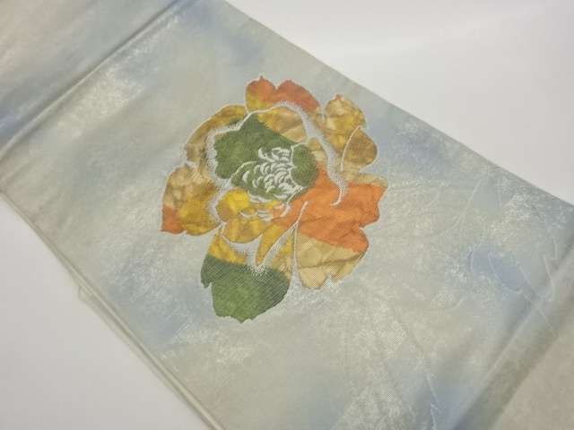 引箔牡丹模様織出し名古屋帯